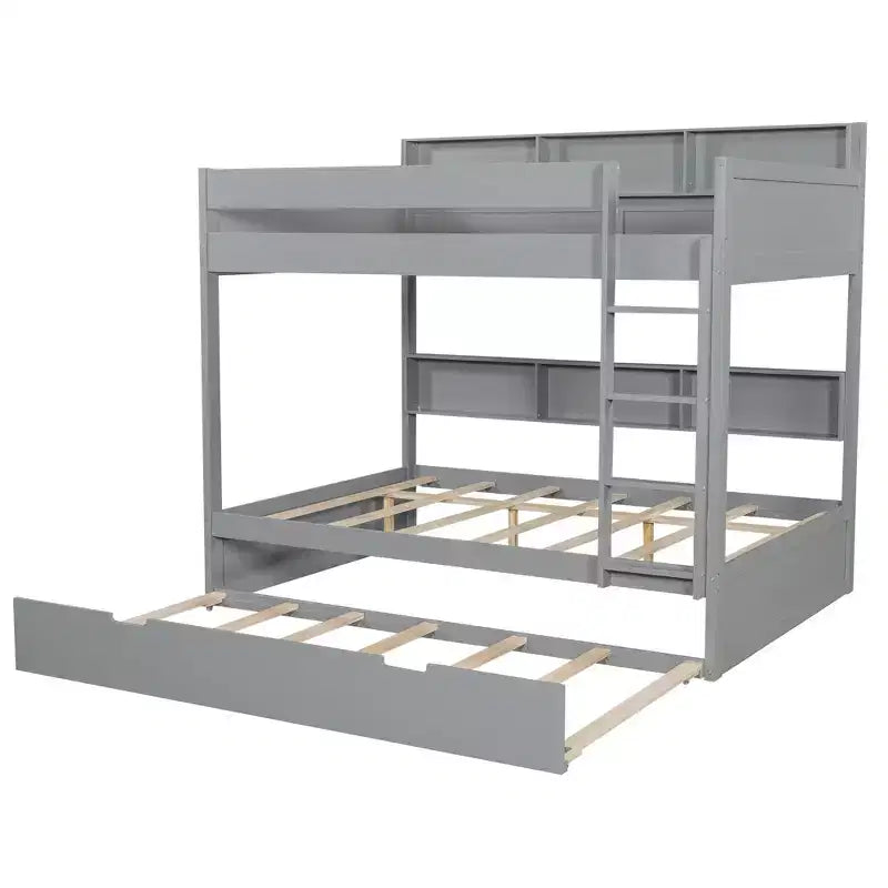 Luxystar modern stapelbed met twee tweepersoonsbedden, planken en onderschuifbed