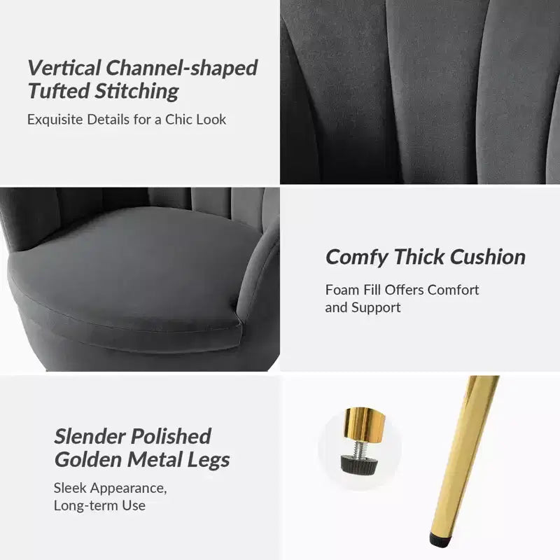 Comfy Barrel Chair with Golden Metal Legs, Living Room Accent Chair