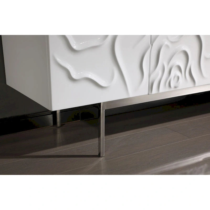 Moderner weißer Hochglanz-Buffetschrank mit Türen mit Soft-Close-Funktion
