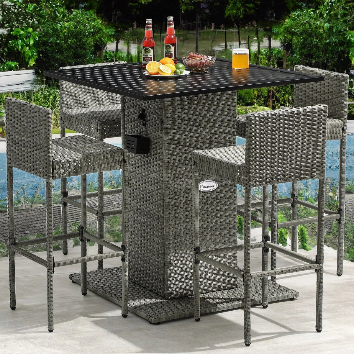 Moasis 5-delige tuinbarset van wicker - 5 stuks