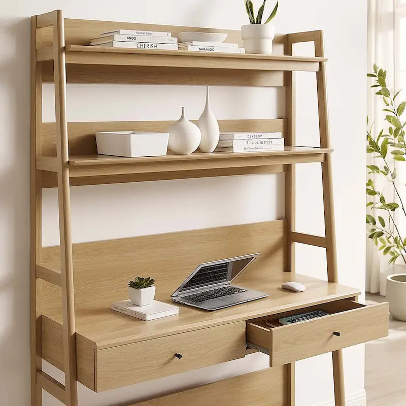 Büroschreibtisch mit Bücherregal und Aufbewahrungsschubladen