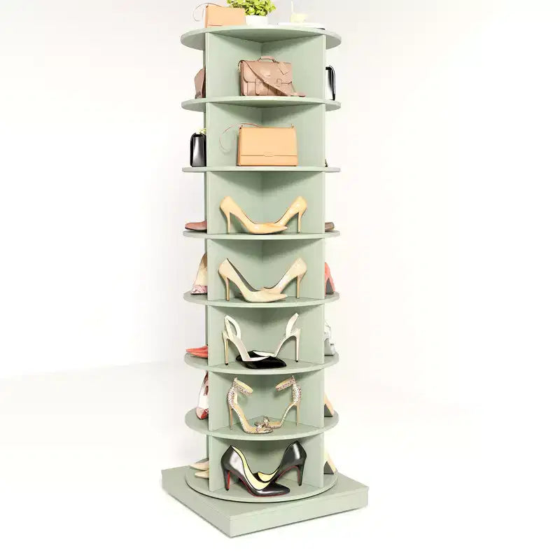 Draaibare schoenenrek-toren, 360° roterende schoenenkast met display, ronde verticale schoenenopberger, draaiende organizer voor handtassen en schoenen