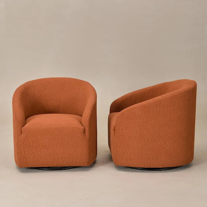 Fauteuil pivotant tonneau KINWELL 32 W rembourré en bouclé (lot de 2)