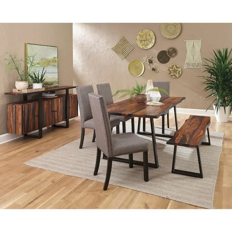 Kappelman Sideboard mit 4 Türen aus grauem Sheeshamholz und schwarzem Holz