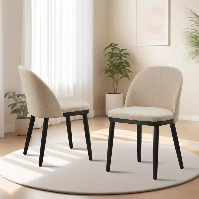 Esszimmerstuhl-Set, 4/6 Stück, gepolsterte Küchen- und Esszimmerstühle aus Leinenstoff im Landhausstil mit verstellbaren Füßen für Esszimmer und Wohnzimmer