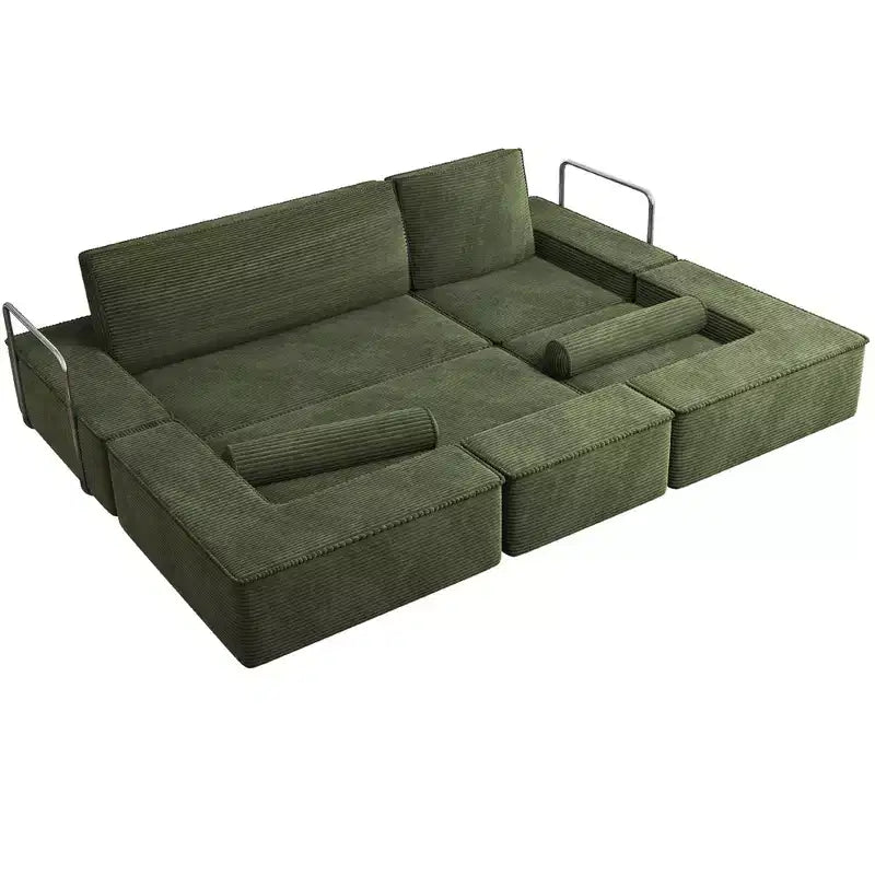 Canapé modulable convertible Cloud, confortable, en velours côtelé, avec assise profonde et coussins hauts, facile à monter