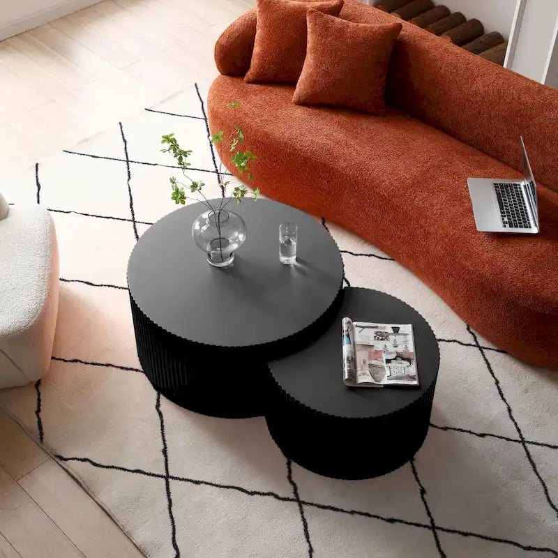 Moderne glamoureuze ronde nesting-bijzettafelset voor de woonkamer (set van 2), niet gemonteerd