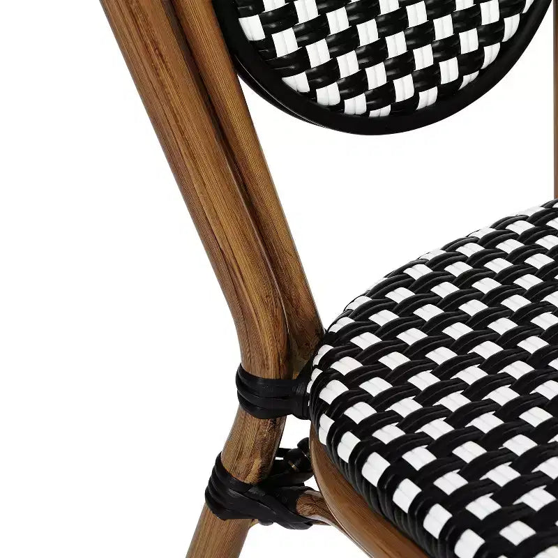 Flash Furniture Lourdes Bistro-Stapelstuhl im Thonet-Stil für den gewerblichen Innen- und Außenbereich, PE-Rattan und Aluminiumgestell
