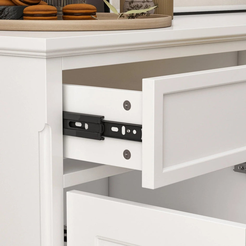 Buffet blanc à portes et tiroirs de 59.1, style moderne du milieu du siècle, laqué contemporain