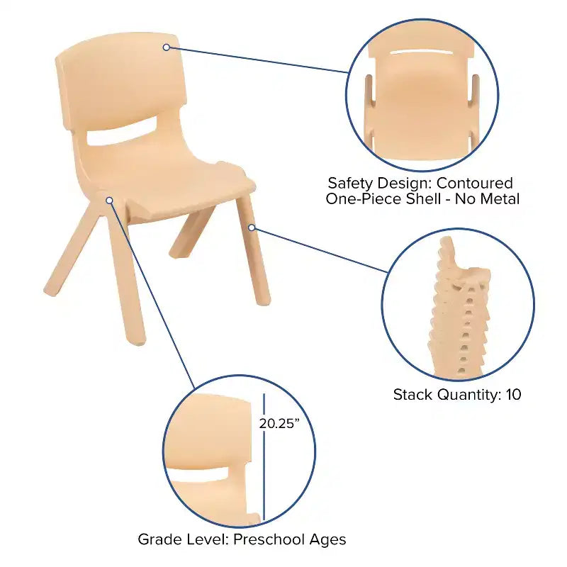 Ensemble table d’activités rectangulaire réglable en hauteur en plastique Emma and Oliver, 23.625W x 47.25L, avec 6 chaises
