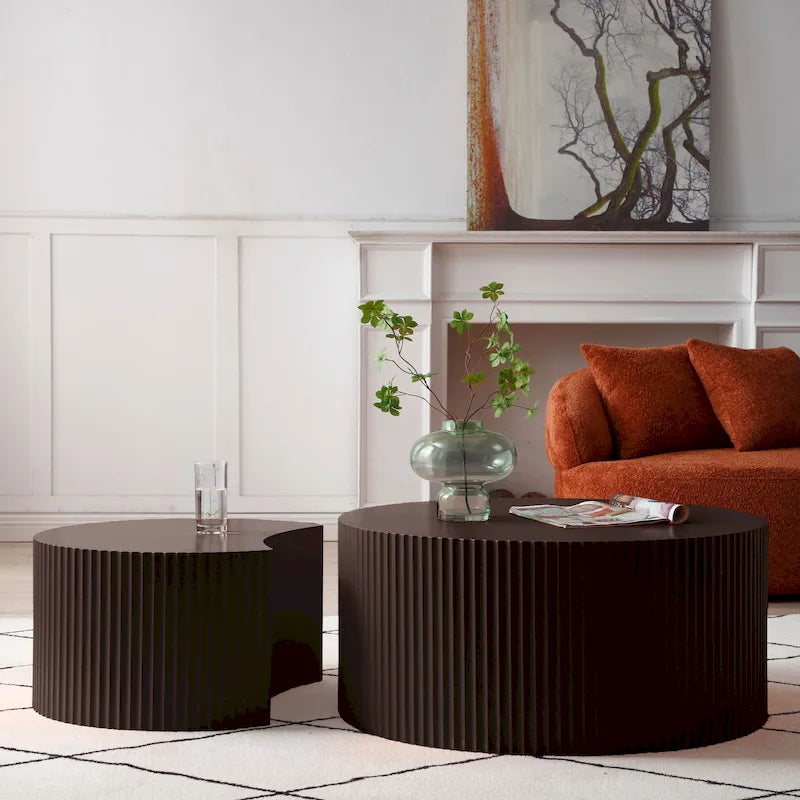 Moderne glamoureuze ronde nesting-bijzettafelset voor de woonkamer (set van 2), niet gemonteerd