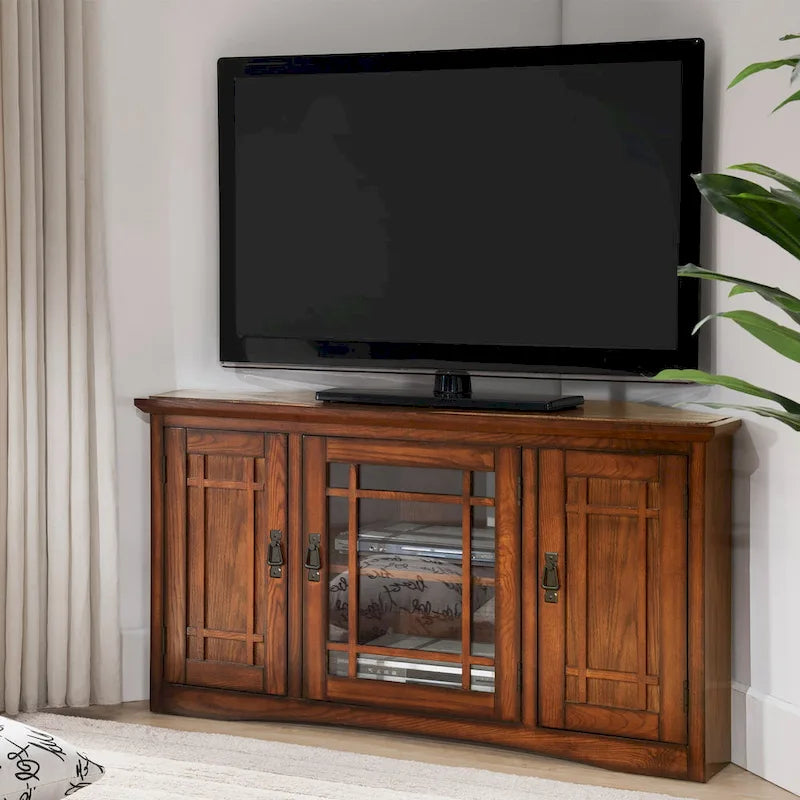 Leick Home Eck-TV-Ständer im Mission-Stil aus Massivholz