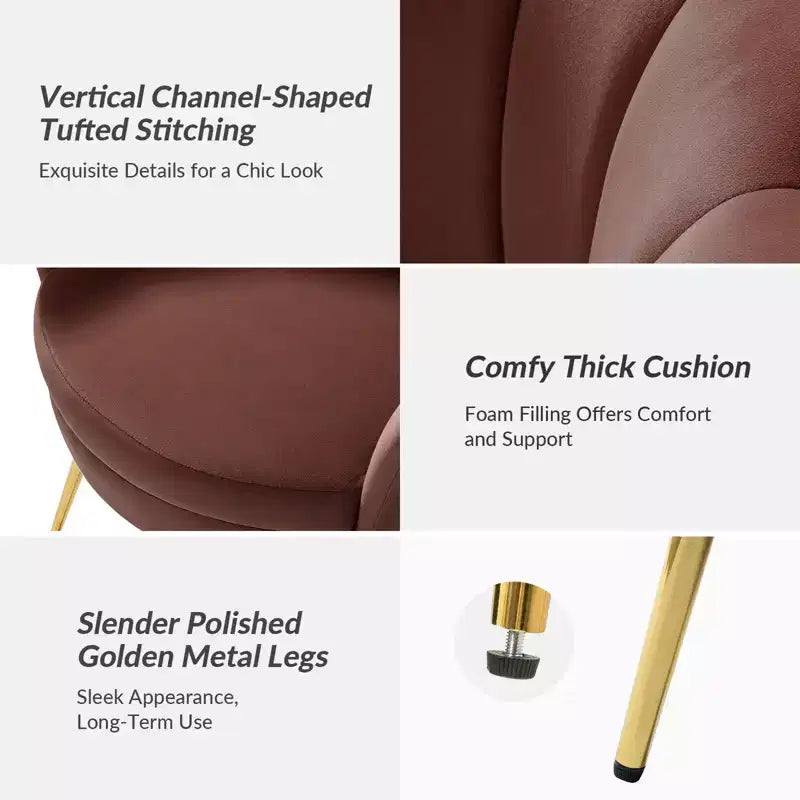Comfy Barrel Chair with Golden Metal Legs, Living Room Accent Chair