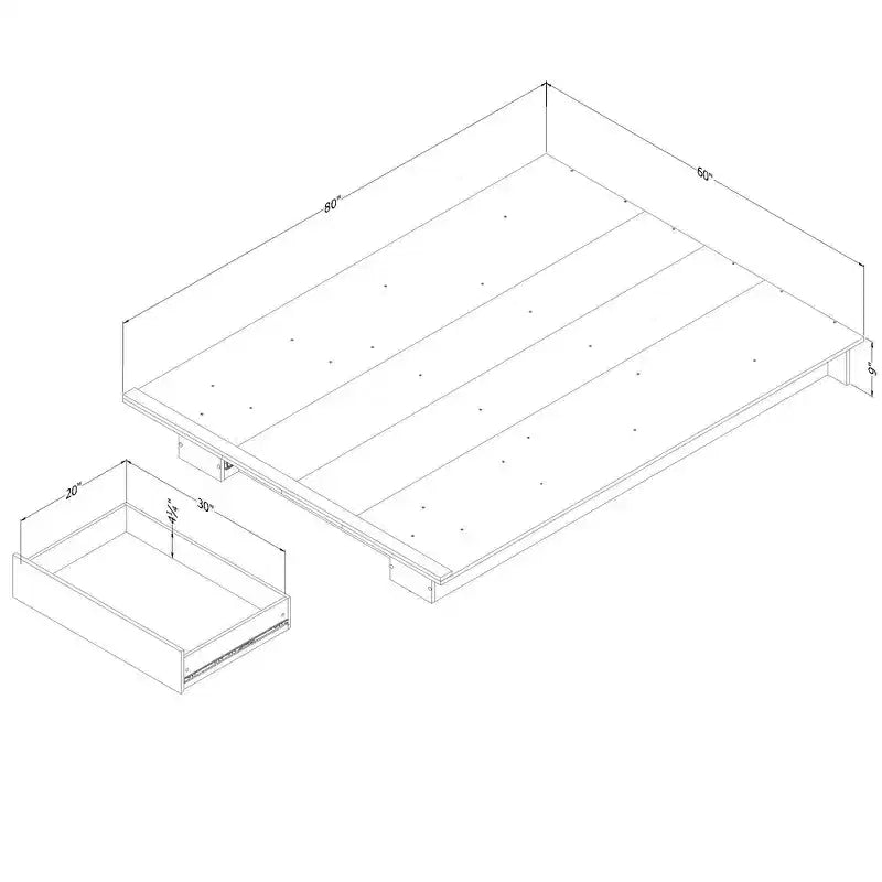 Letto con base a piattaforma South Shore Nordik Oak, matrimoniale/queen