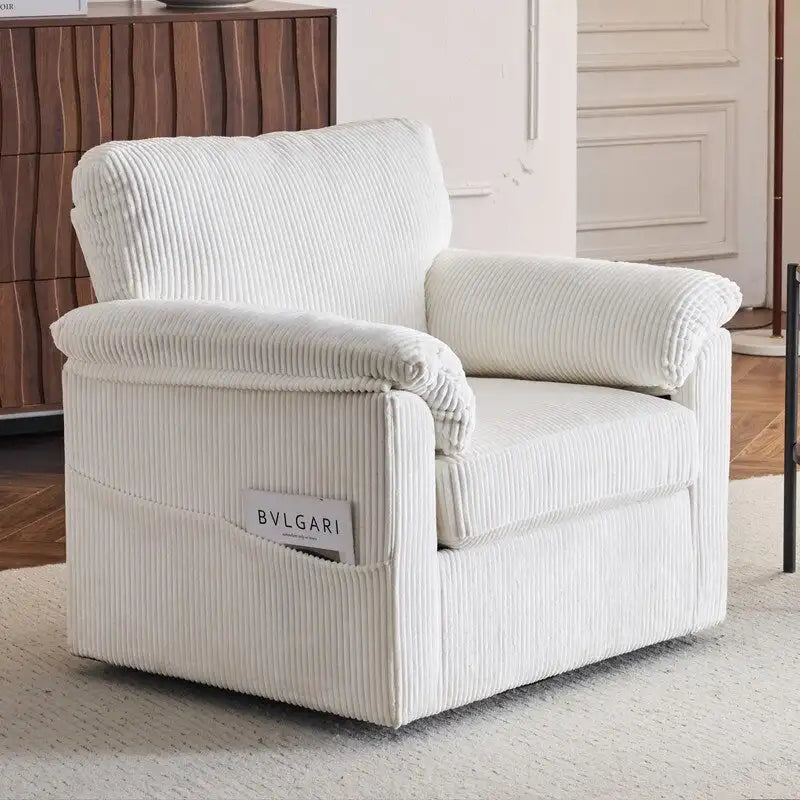 Fauteuil pivotant une place en velours côtelé de 33 pouces