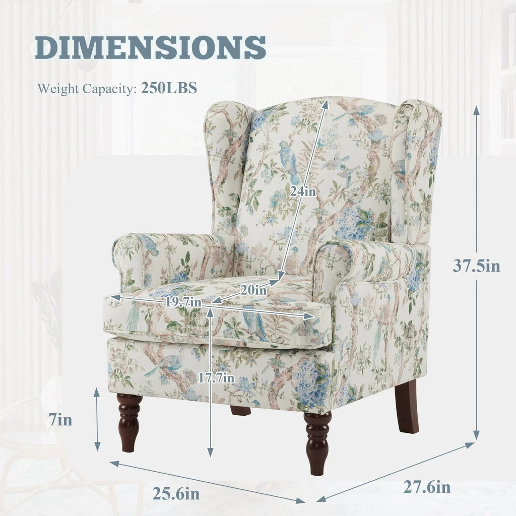 Erommy moderne fauteuil, fauteuil met hoge rugleuning, gestoffeerde eenzitsbank met knopen en houten poten voor de woonkamer
