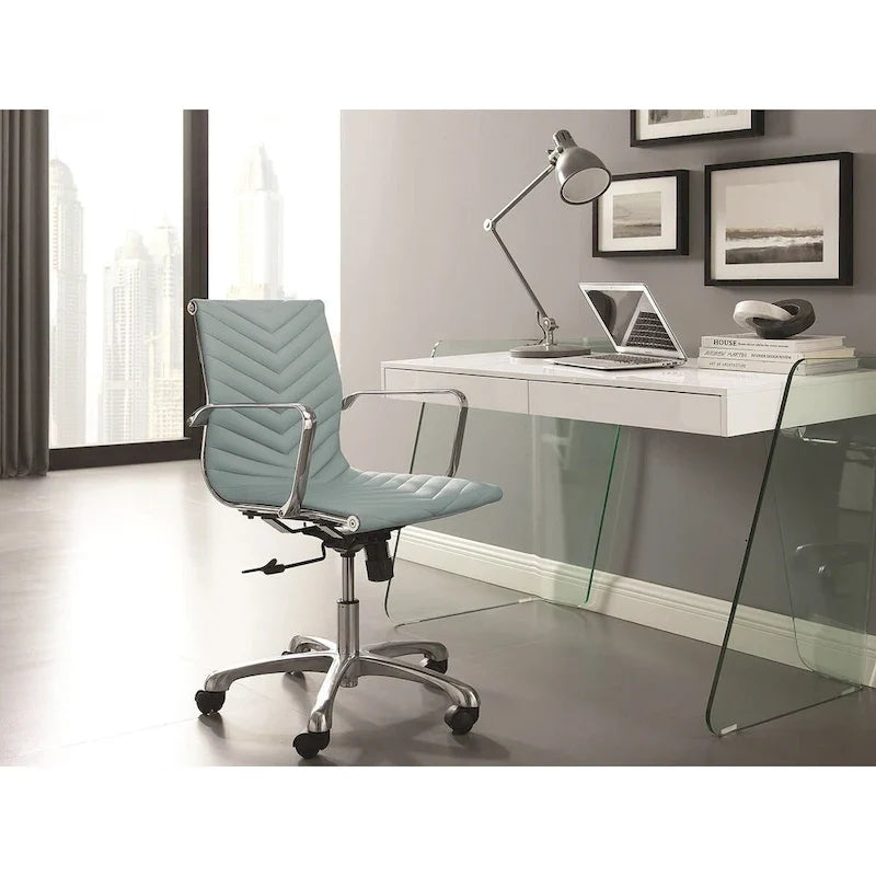 ARCHIE-Büroschreibtisch mit durchsichtigem Glas.