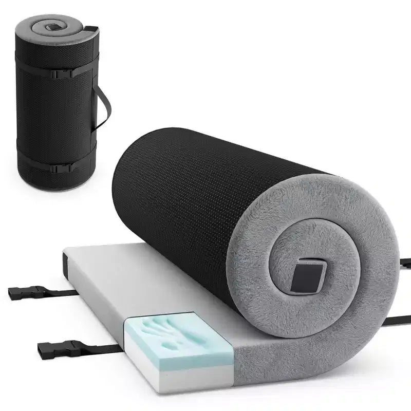 Costway-Campingmatratze aus Memory-Schaumstoff mit rutschfester Unterseite und Tragetasche, für Übernachtungen im Freien, Grau/Blau