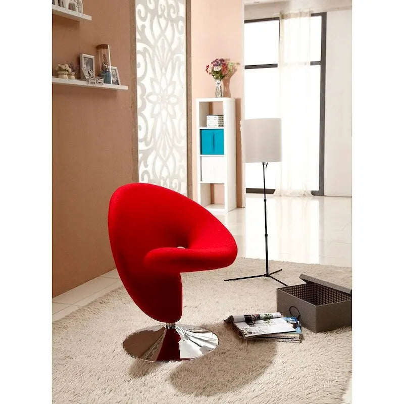 Poltrona girevole decorativa Curl Manhattan Comfort in misto lana e cromo (set da 2)