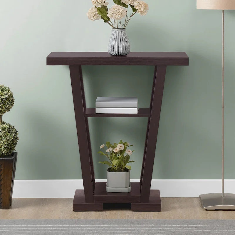 Newport V-consoletafel met planken van Convenience Concepts