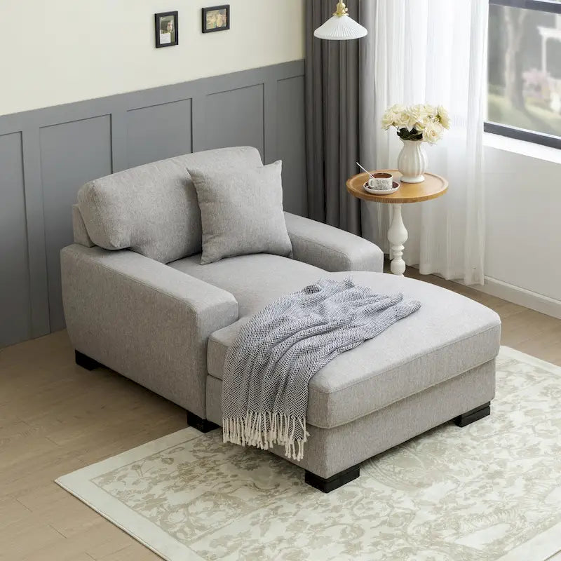 Moderne extra grote chaise longue-slaapbank in mid-century-stijl met kussen