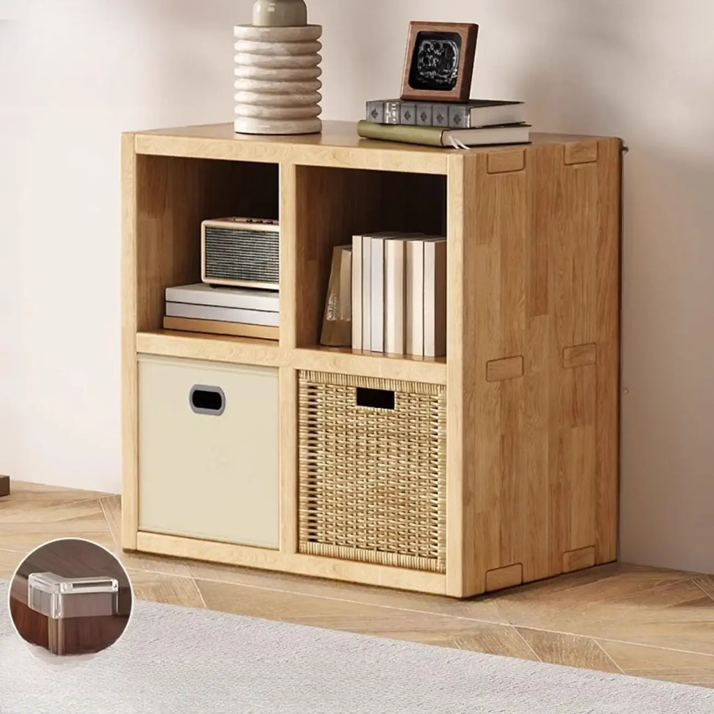 Moderne horizontale houten boekenkast met 8 vakken en naturel afwerking
