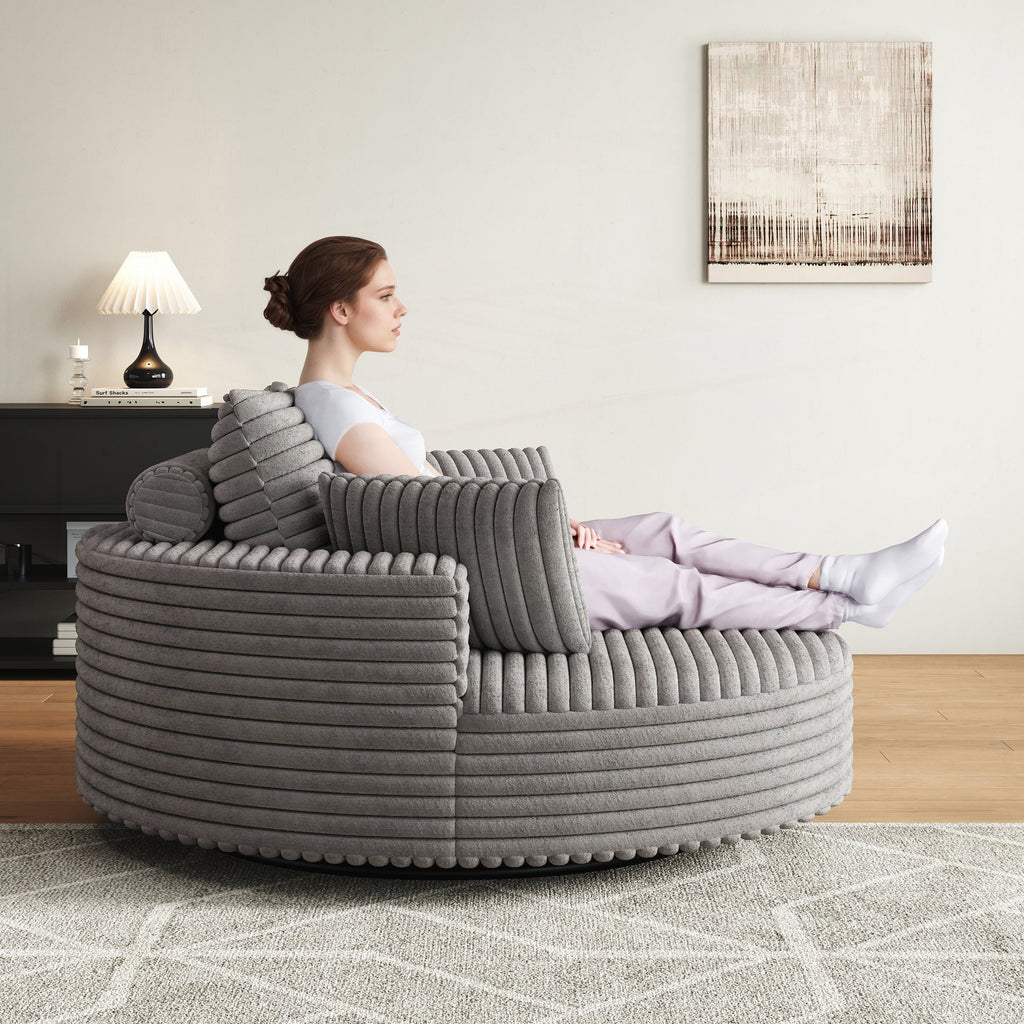 Einzelsessel mit Cord-Chenille-Bezug und Schaumstoffpolsterung, drehbar