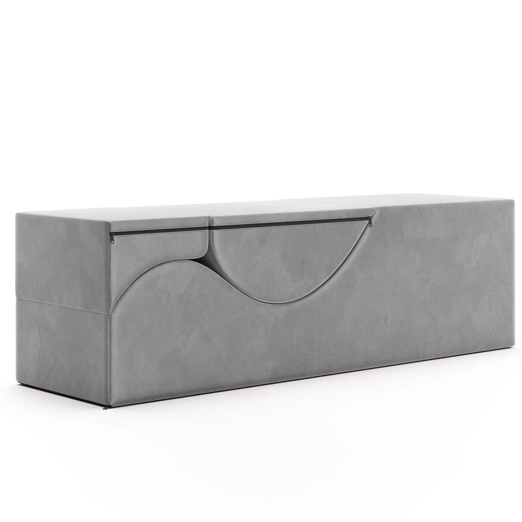 Méridienne convertible Avana Kami / yoga et massage - pouf 2-en-1 avec chaise longue de yoga pliable dissimulée, microvelours - N/A