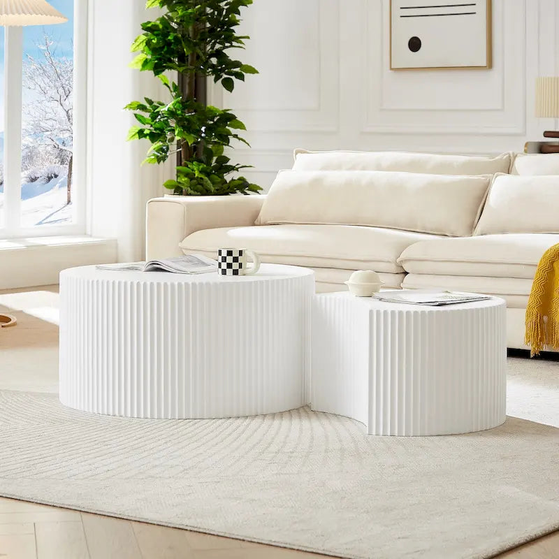 Moderne glamoureuze ronde nesting-bijzettafelset voor de woonkamer (set van 2), niet gemonteerd