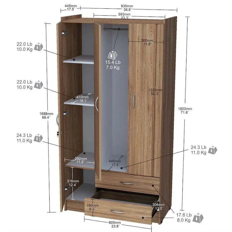 Hoge armoire/kledingkast van Inval