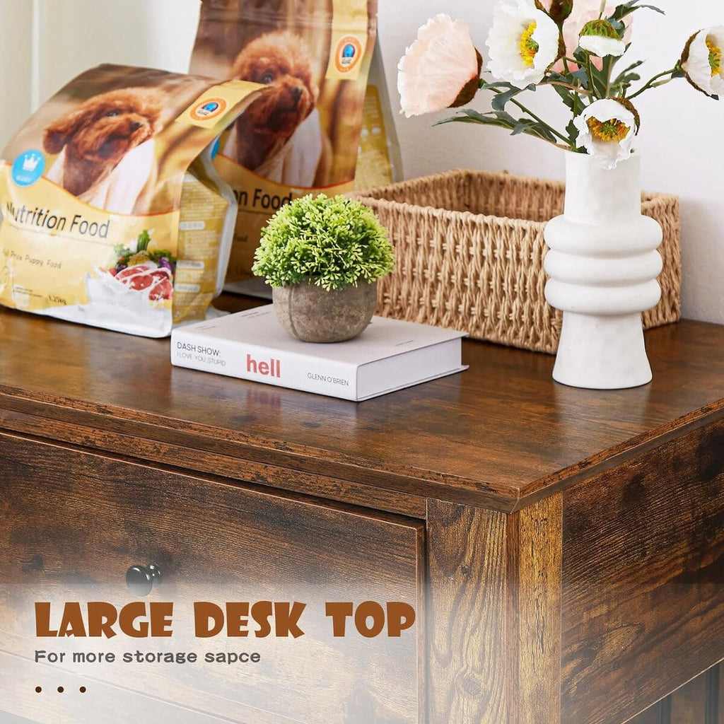 Cuccia per cani BOSSIN da 44 pollici, mobile in legno con tavolino laterale e cassetti contenitori, cuccia decorativa per animali domestici