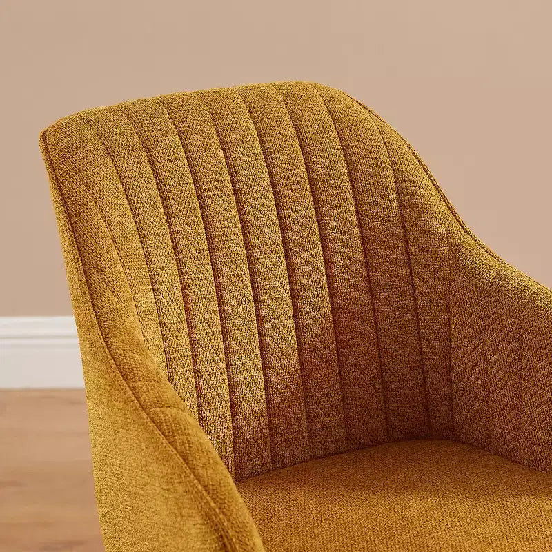 Art Leon comfortabele draaibare fauteuil van stof met poten van massief eikenhout