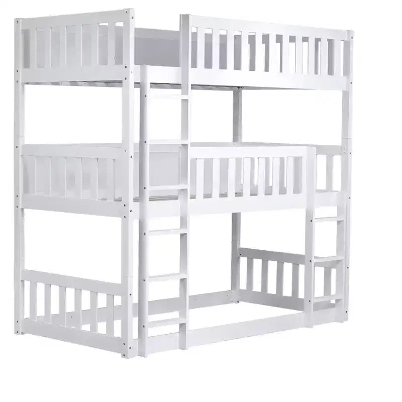 Letto a castello triplo per bambini, con tre letti singoli sovrapposti e separabili, scala e spondine, convertibile in 3 letti