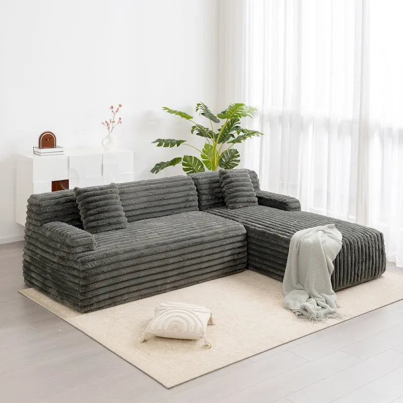 Cloud-Ecksofa, modernes Polstersofa mit 2 Zierkissen, frei kombinierbares Sofa, modulares Ecksofa in L-Form