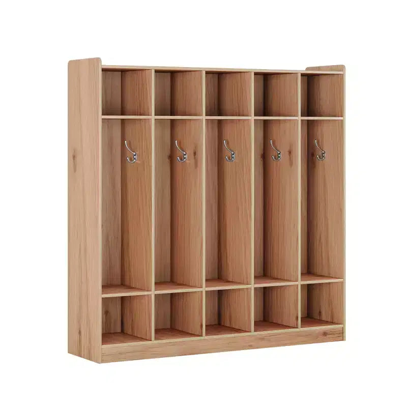 Vestiaire scolaire à 5 sections avec 10 casiers, meuble de rangement avec 10 crochets pour la maison, l’école, la crèche et la maternelle