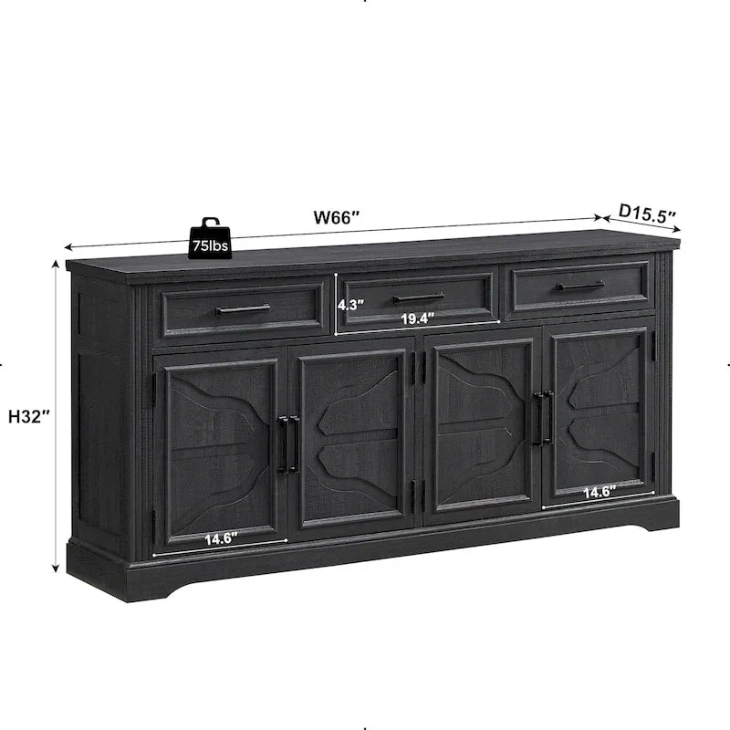 Credenza a buffet in stile rustico, mobile per angolo caffè o bar per vini per sala da pranzo - N/A