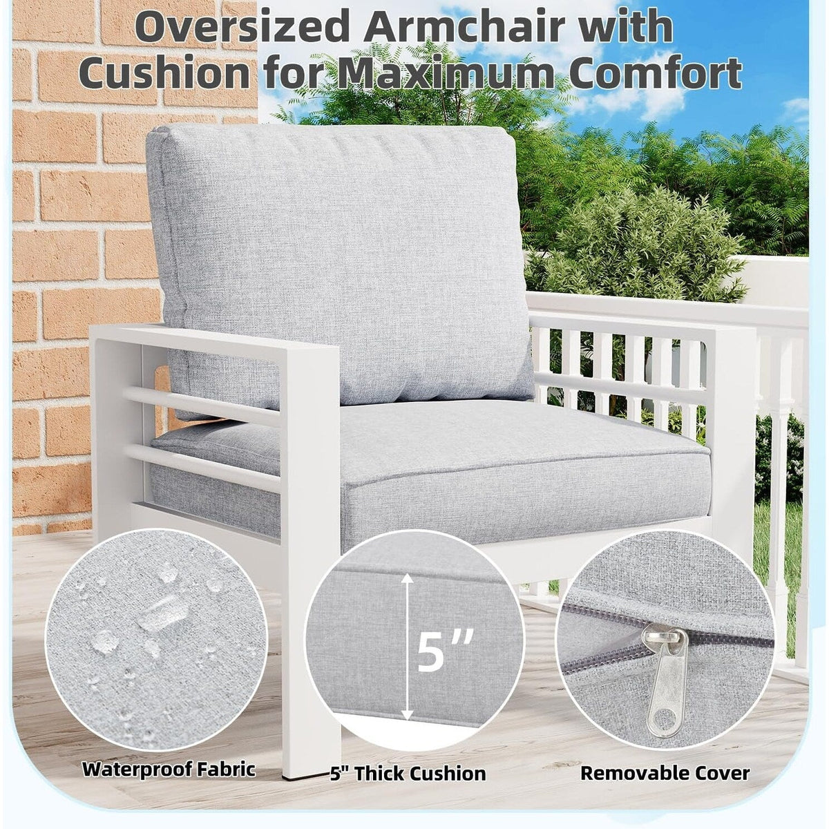 Ensemble de mobilier de jardin en aluminium AECOJOY de 7 pièces, salon de jardin