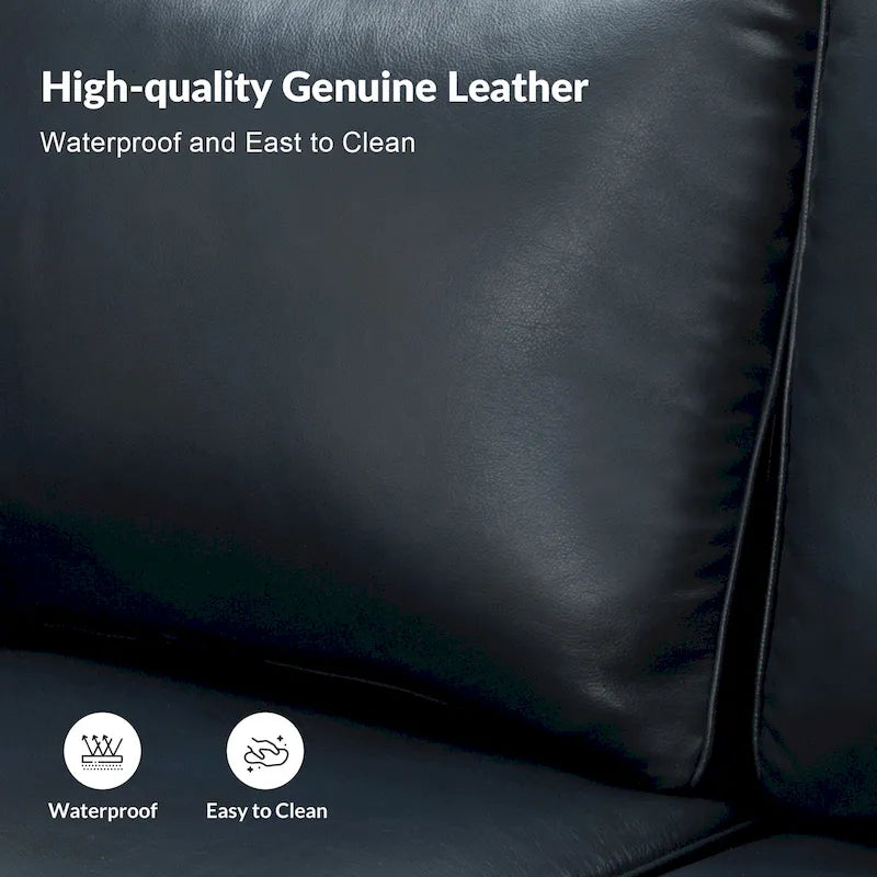 Balvino Sofa mit 81 cm Breite, im Übergangsstil, aus echtem Leder, mit gerollten Armlehnen, Nagelkopfbesatz und abnehmbaren Kissen