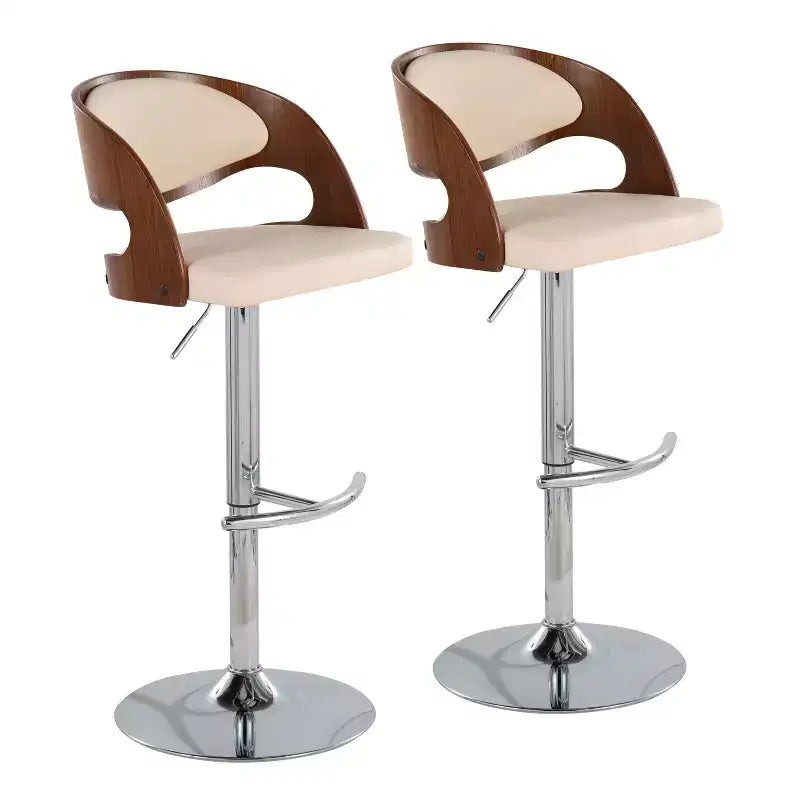2er-Set Pino Mid - verstellbarer Barhocker im Mid-Century-Modern-Stil mit Drehfunktion - Lumisource