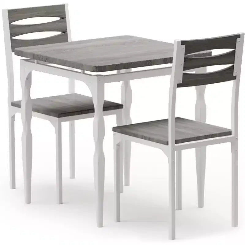 Eetset van 3 delen voor kleine ruimtes, tafel en 2 stoelen met spiraalpoten, compacte keukentafelset voor appartementen