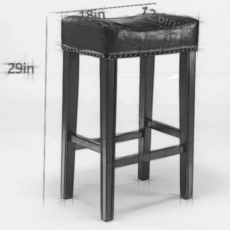 29 Inch Counter Height Backless Faux Leather Farmhouse Bar Stools