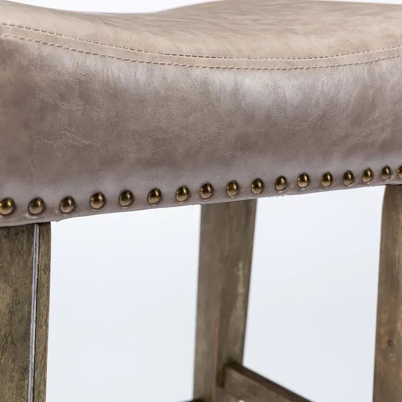29 Inch Counter Height Backless Faux Leather Farmhouse Bar Stools
