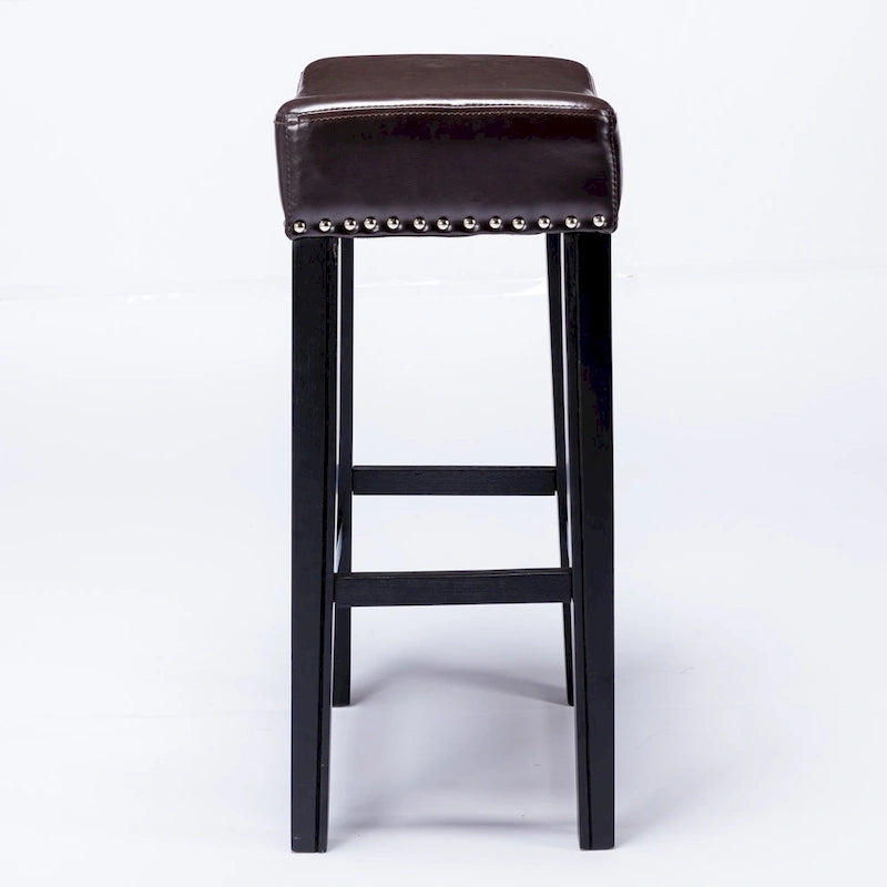 29 Inch Counter Height Backless Faux Leather Farmhouse Bar Stools