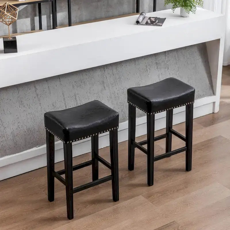 29 Inch Counter Height Backless Faux Leather Farmhouse Bar Stools