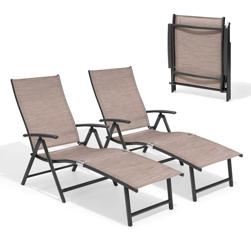 Pellebant 2er-Set verstellbare Gartenliegen aus Aluminium - N/A
