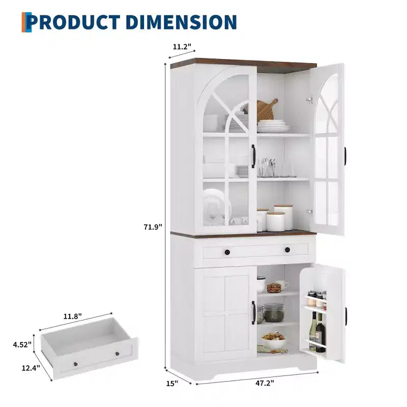 Dispensa stile rustico da fattoria, mobile da cucina indipendente con ripiani regolabili, organizer multifunzione per cucina, sala da pranzo e soggiorno