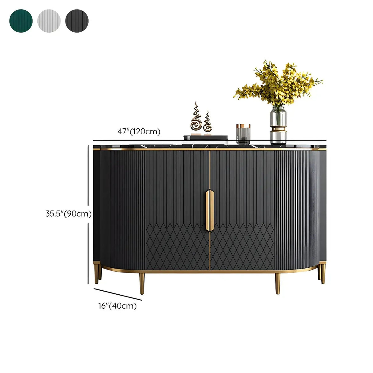 Glamour-dressoir met marmerlook en opbergruimte, grijs