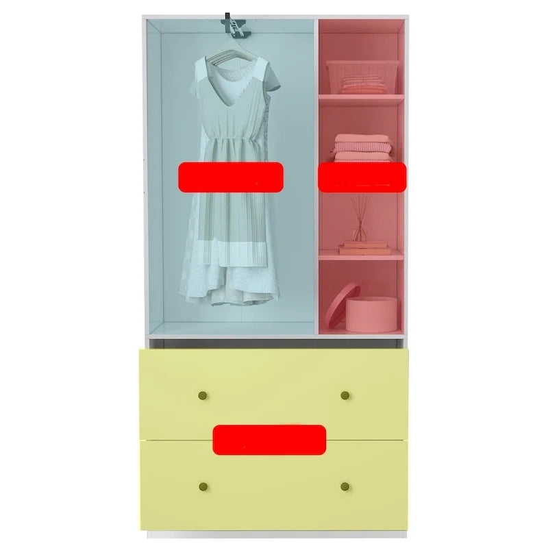 Kleiderschrank mit Spiegel und verstellbarem Kleiderstangenbereich, platzsparend