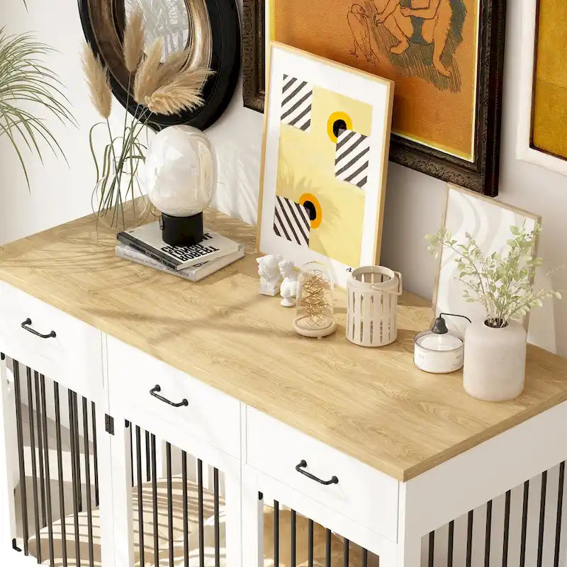Moderne grote hondenbench met opberglades - elegante espressokleurige afwerking