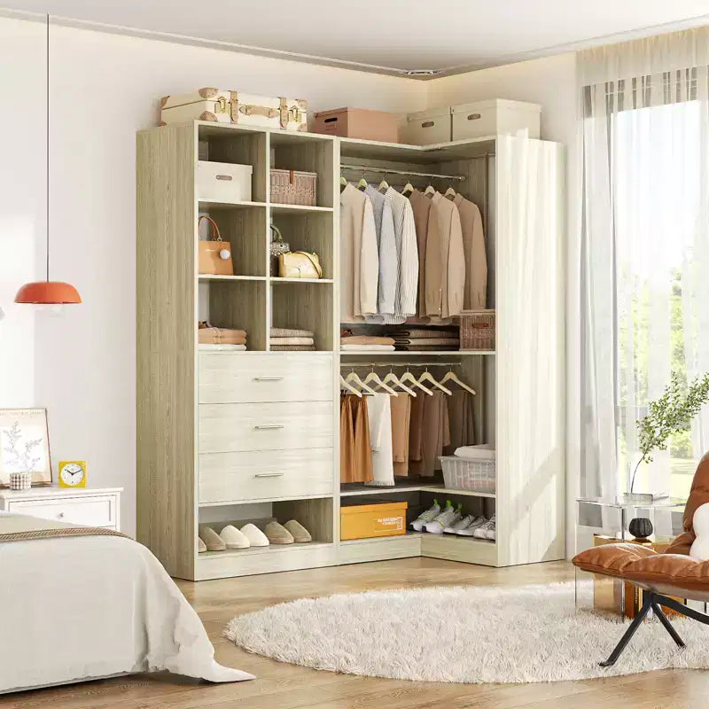 Lot de 2 systèmes de rangement autoportants Besiost avec 4 tiroirs, organisateur de dressing avec tringle